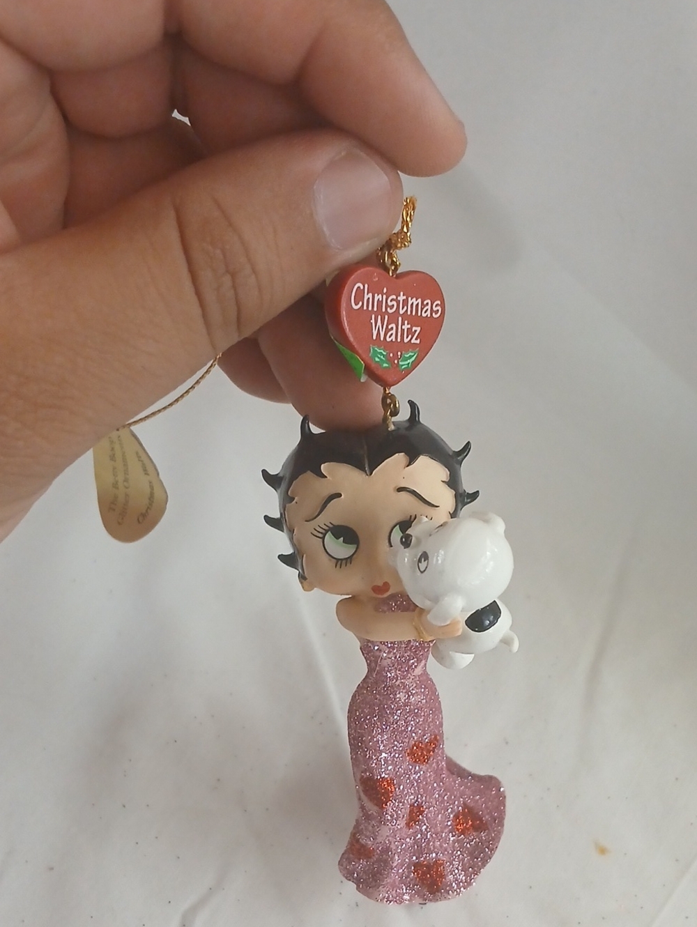 Betty Boop Pink Glitter Heart Pendant Necklace